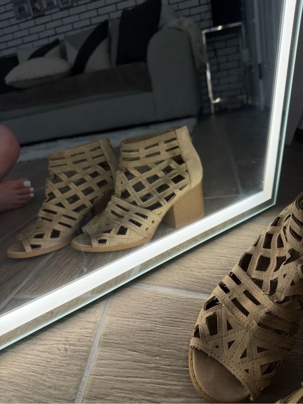 Caged block heel sandals